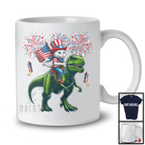 Cat Riding T-Rex, Humorous 4th Of July American Flag Pride Cat T-Rex, Patriotic Group T-Shirt