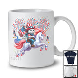 Cat Riding Unicorn, Humorous 4th Of July American Flag Pride Cat Unicorn, Patriotic Group T-Shirt