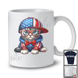 Cat Wearing Hat Glasses American Flag, Adorable 4th Of July Cat Owner Lover, Patriotic Group T-Shirt