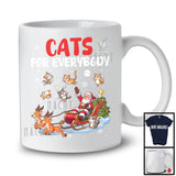 Cats For Everybody; Amazing Christmas Santa Riding Reindeer Cat Sleigh; Snowing X-mas T-Shirt