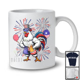 Chicken Drinking Beer, Cheerful 4th Of July Drunker Fireworks, Farmer American Flag Patriotic T-Shirt