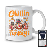 Chillin With My Turkeys, Lovely Thanksgiving Three Turkeys Fall Leaves, Family Friends Group T-Shirt