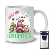 Chillin' With My Gnomies, Adorable Christmas Gnomes Reindeer Snowman, X-mas Tree Lights T-Shirt
