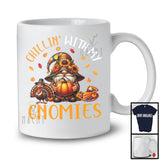 Chillin' With My Gnomies, Adorable Thanksgiving Gnome Sunflowers, Pumpkins Turkey Lover T-Shirt