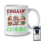 Chillin' With My Gnomies; Amazing Christmas Plaid Three Santa Gnomes; X-mas Snow Family T-Shirt