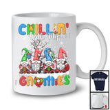 Chillin' With My Gnomies, Lovely Christmas Group Of Four Gnomes, Snowing Candy Cane T-Shirt