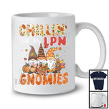 Chillin' With My LPN Gnomies, Happy Thanksgiving Nurse Three Gnomes, Fall Leaves Pumpkin T-Shirt