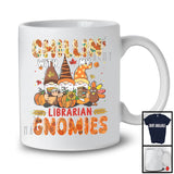 Chillin' With My Librarian Gnomies, Happy Thanksgiving Three Gnomes, Fall Leaves Pumpkin T-Shirt