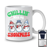 Chillin' With My Snowmies; Lovely Christmas Three Snowman; Snowing Family Group T-Shirt