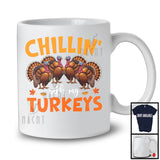 Chillin' With My Turkeys; Wonderful Thanksgiving Autumn Fall Leaves Four Turkeys; Family Group T-Shirt