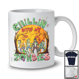 Chillin' With My Zombies; Creepy Halloween Costume Boy Zombies Squad Moon; Family Group T-Shirt