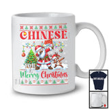 Chinese You A Merry Christmas; Humorous X-mas Sweater Dabbing Santa Chinese Flag; Family T-Shirt