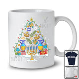 Christmas And Hanukkah X-mas Tree Lights; Happy Christmas Chanukah Menorah; Family Group T-Shirt