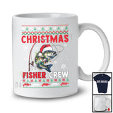 Christmas Fisher Crew; Amazing X-mas Sweater Santa Fish Snowing; Fishing Fisher Group T-Shirt