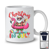 Christmas In July, Joyful Summer Vacation Santa Sunglasses Drinking, Beach Family Group T-Shirt