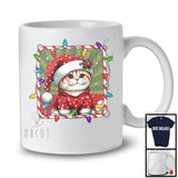 Christmas Lights Santa Cat; Awesome X-mas Pajamas Santa; Snowing Family Group T-Shirt