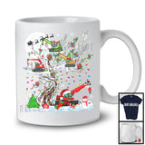 Christmas Squad; Adorable Santa Elf Reindeer Crane Truck On X-mas Tree Snowing; Family Group T-Shirt