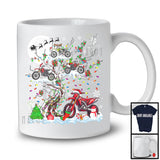 Christmas Squad; Adorable Santa Elf Reindeer Dirt Bike On X-mas Tree Snowing; Family Group T-Shirt