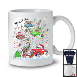 Christmas Squad; Adorable Santa Elf Reindeer Pickup Truck On X-mas Tree Snowing; Family Group T-Shirt