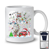 Christmas Squad; Adorable Santa Elf Reindeer Police Car On X-mas Tree Snowing; Family Group T-Shirt