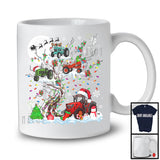 Christmas Squad; Adorable Santa Elf Reindeer Tractor On X-mas Tree Snowing; Family Group T-Shirt