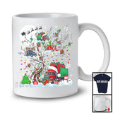 Christmas Squad; Adorable Santa Elf Reindeer Truck On X-mas Tree Snowing; Family Group T-Shirt