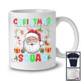 Christmas Squad; Adorable X-mas Lights Santa Face; Snowing Family Pajama Party Group T-Shirt