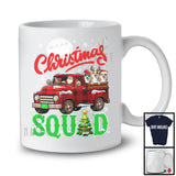 Christmas Squad; Adorable X-mas Santa Corgi On Red Plaid Pickup Truck; Family Group T-Shirt