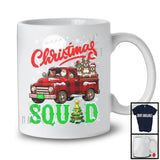 Christmas Squad; Adorable X-mas Santa Pit Bull On Red Plaid Pickup Truck; Family Group T-Shirt