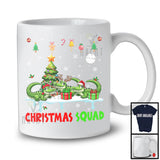 Christmas Squad; Cheerful Reindeer Santa Elf Alligator; X-mas Alligator Animal Snowing T-Shirt