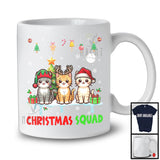 Christmas Squad; Cheerful Reindeer Santa Elf Cat; X-mas Cat Animal Snowing T-Shirt