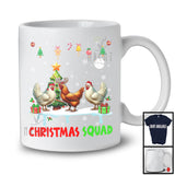 Christmas Squad; Cheerful Reindeer Santa Elf Chicken; X-mas Chicken Animal Snowing T-Shirt