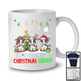 Christmas Squad; Cheerful Reindeer Santa Elf Cow; X-mas Cow Animal Snowing T-Shirt