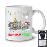 Christmas Squad; Cheerful Reindeer Santa Elf Elephant; X-mas Elephant Animal Snowing T-Shirt