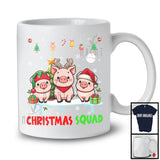 Christmas Squad; Cheerful Reindeer Santa Elf Pig; X-mas Pig Animal Snowing T-Shirt