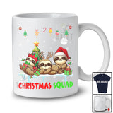 Christmas Squad; Cheerful Reindeer Santa Elf Sloth; X-mas Sloth Animal Snowing T-Shirt