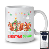 Christmas Squad; Cheerful Reindeer Santa Elf Squirrel; X-mas Squirrel Animal Snowing T-Shirt