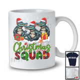 Christmas Squad; Humorous X-mas Snowing Plaid Three Santa Alligators; Wild Animal Lover T-Shirt