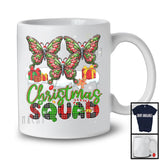 Christmas Squad; Humorous X-mas Snowing Plaid Three Santa Butterflies; Wild Animal Lover T-Shirt