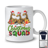 Christmas Squad; Humorous X-mas Snowing Plaid Three Santa Giraffes; Wild Animal Lover T-Shirt