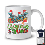 Christmas Squad; Humorous X-mas Snowing Plaid Three Santa Lizards; Wild Animal Lover T-Shirt