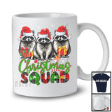 Christmas Squad; Humorous X-mas Snowing Plaid Three Santa Raccoons; Wild Animal Lover T-Shirt