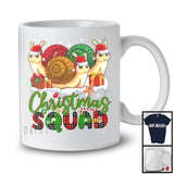 Christmas Squad; Humorous X-mas Snowing Plaid Three Santa Snails; Wild Animal Lover T-Shirt