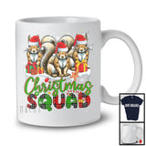 Christmas Squad; Humorous X-mas Snowing Plaid Three Santa Squirrels; Wild Animal Lover T-Shirt