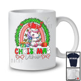 Christmas Vibes; Awesome X-mas Family Unicorn Reindeer Santa; Rainbow Animal Lover T-Shirt