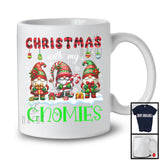 Christmas With My Gnomies; Amazing Christmas Plaid Three Santa Gnomes; X-mas Snow Family T-Shirt