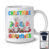 Christmas With My Gnomies, Lovely Christmas Group Of Four Gnomes, Snowing Candy Cane T-Shirt
