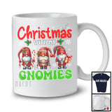 Christmas With My Gnomies; Merry X-mas Moon Three Gnomes Gnomies Lover; Snowing Family T-Shirt