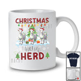 Christmas With My Herd; Fantastic X-mas Tree Snowing Three Santa Goat; Red Plaid Farmer T-Shirt