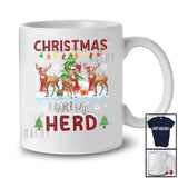 Christmas With My Herd; Fantastic X-mas Tree Snowing Three Santa Reindeer; Red Plaid Farmer T-Shirt